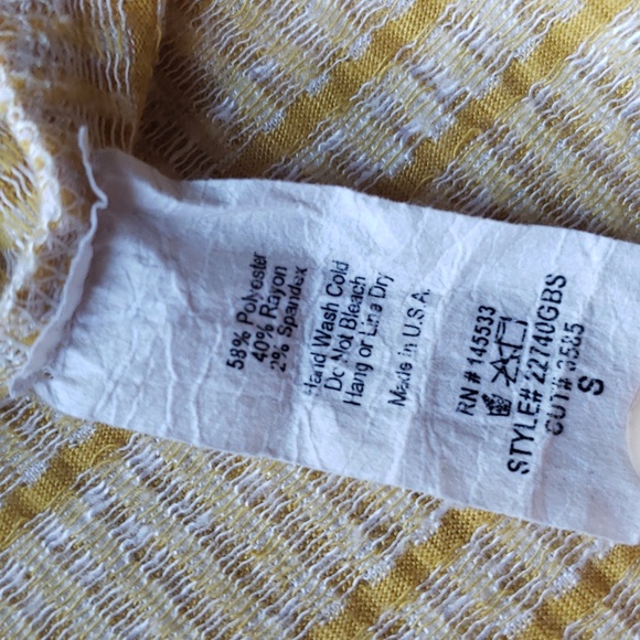 Anthropologie W5 Yellow & White Twist Front Striped Top Size S - Picture 10 of 10